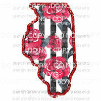 Illinois red floral stripes Sublimation transfers Heat Transfer