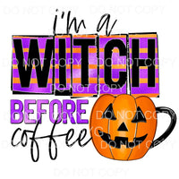 I’m A Witch Before Coffee Purple Orange Stripes Pumpkin Mug 