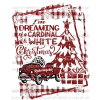Im Dreaming of a Cardinal White Christmas Arkansas Razorbacks pedal car Sublimation transfers Heat Transfer