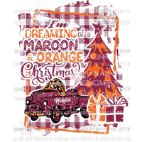 Im Dreaming of a Maroon Orange Christmas Virginia Tech Hokies pedal car buffalo plaid frame Sublimation transfers Heat Transfer