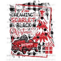 Im Dreaming of a Scarlet Black Christmas Texas Tech Red Raiders pedal car buffalo plaid frame Sublimation transfers Heat Transfer