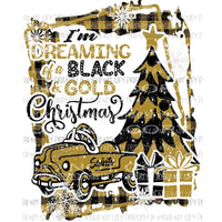 Im Dreaming of an Black Gold Christmas New Orleans Saints pedal car buffalo plaid frame Sublimation transfers Heat Transfer