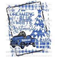 Im Dreaming of an Blue White Christmas Kentucky Wildcats pedal car buffalo plaid frame Sublimation transfers Heat Transfer