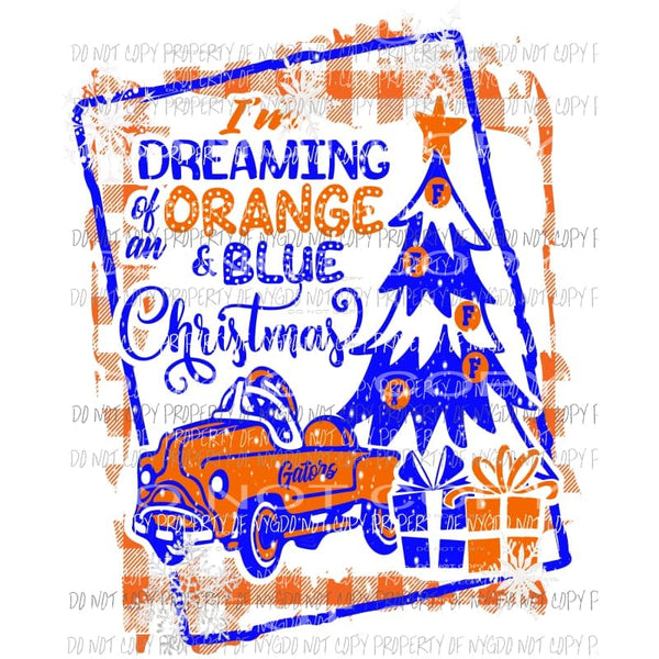 Im Dreaming of an Orange Blue Christmas Florida Gators pedal car Sublimation transfers Heat Transfer