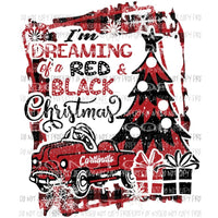 Im Dreaming of an Red Black Christmas Louisville Cardinals pedal car buffalo plaid frame Sublimation transfers Heat Transfer