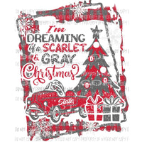 Im Dreaming of an Scarlet Grey Christmas Ohio State pedal car buffalo plaid frame Sublimation transfers Heat Transfer