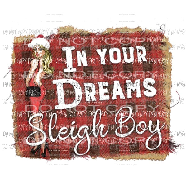 In your Dreams Sleigh boy christmas Sublimation transfers Heat Transfer