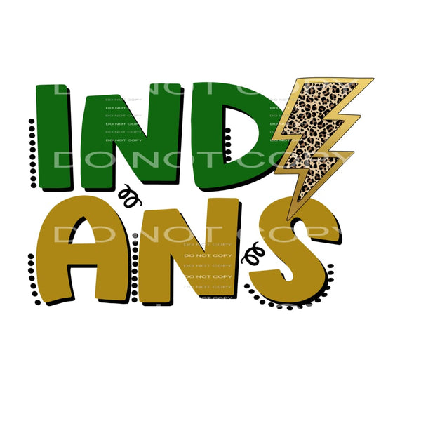 Indians Green and gold # 88121 Sublimation transfers - Heat 