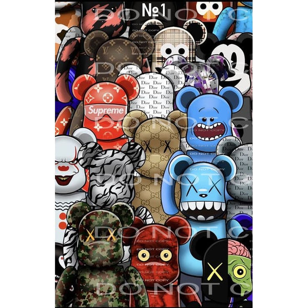 inspired designer labels bears #7314 Sublimation transfers -