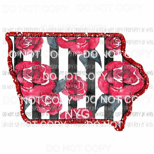 Iowa red floral stripes Sublimation transfers Heat Transfer