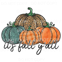 It’s Fall Y’all Orange Teal Leopard Plaid Pumpkins #834 