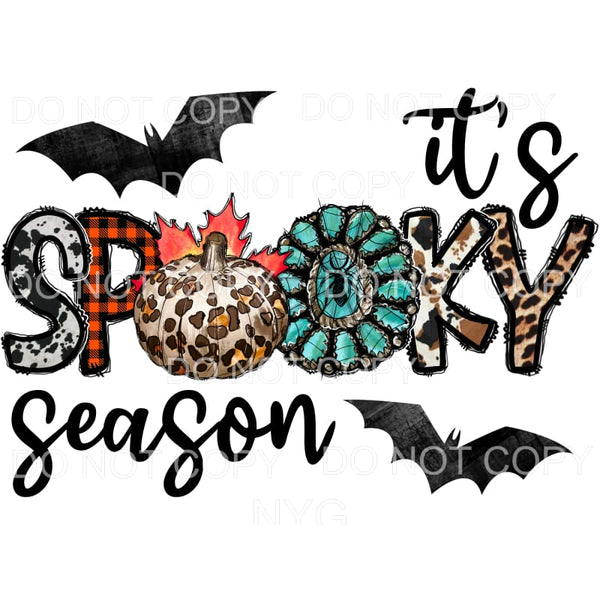 It’s Spooky Season Cowhide Plaid Turquoise Leopard Letters 