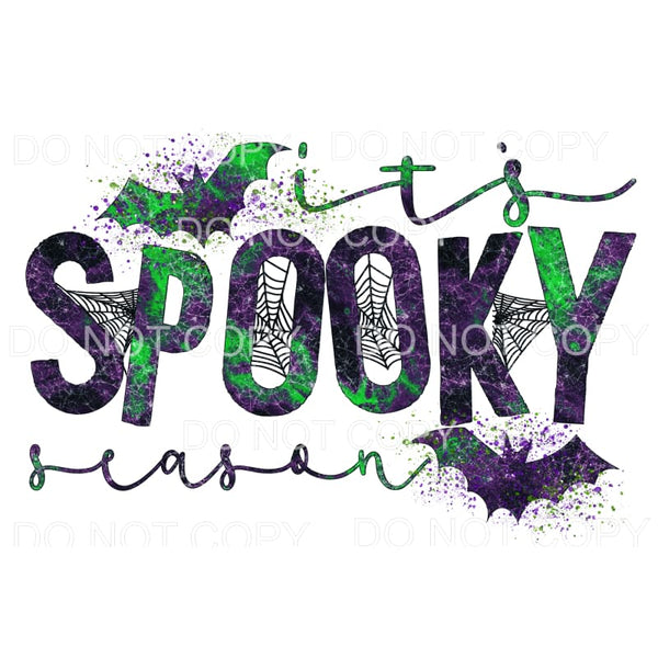 It’s Spooky Season Purple Green Splatter Spider Webs Bats 