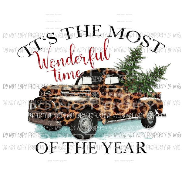 its the most wonderful time leopard truck Sublimation transfers Heat Transfer