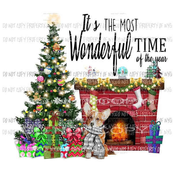 Its the most wonderful time of the year Dog Corgi Sublimation transfers Heat Transfer