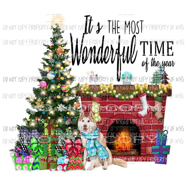 Its the most wonderful time of the year Dog Husky 1 Sublimation transfers Heat Transfer