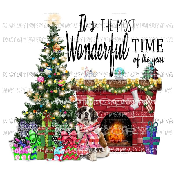 Its the most wonderful time of the year Dog St bernard Sublimation transfers Heat Transfer