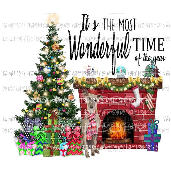 Its the most wonderful time of the year Dog Whippet Sublimation transfers Heat Transfer