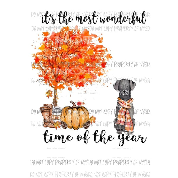 Its the most wonderful time of the year Fall BLACK LAB Dog Sublimation transfers Heat Transfer