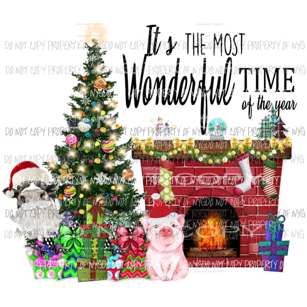 Its the most wonderful time of the year Pig and cow Santa Sublimation transfers Heat Transfer
