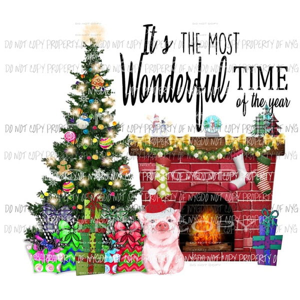Its the most wonderful time of the year Pig santa Sublimation transfers Heat Transfer