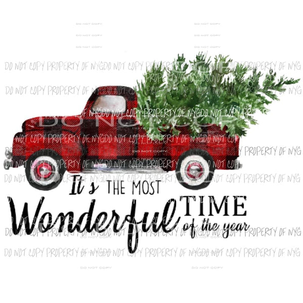 Its the most wonderful time of the year plaid truck Sublimation transfers Heat Transfer