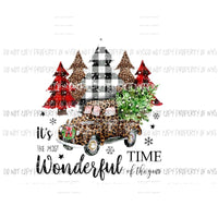 Its the most wonderful time of the year truck leopard and trees Sublimation transfers Heat Transfer
