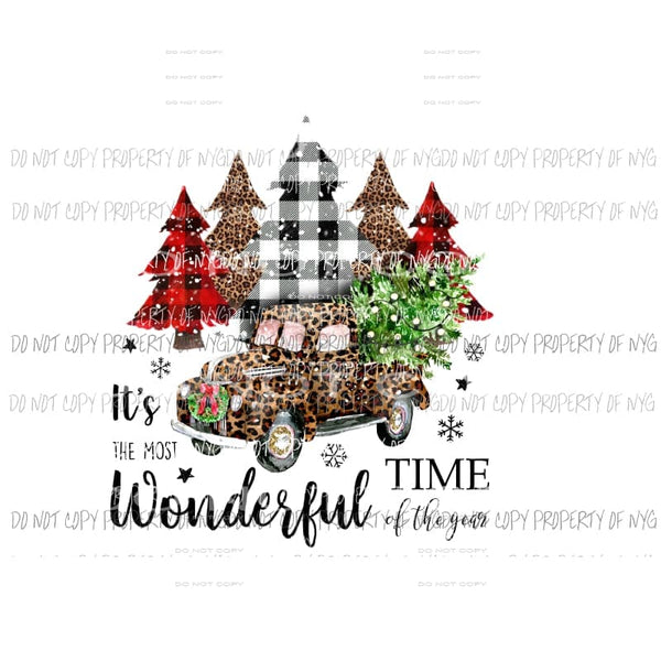 Its the most wonderful time of the year truck leopard and trees Sublimation transfers Heat Transfer