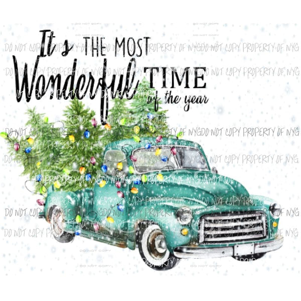 Its the most wonderful time of the year Turq truck snow Sublimation transfers Heat Transfer