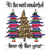 Its the wonderful time of the year Christmas Trees Striped Leopard Sublimation transfers Heat Transfer