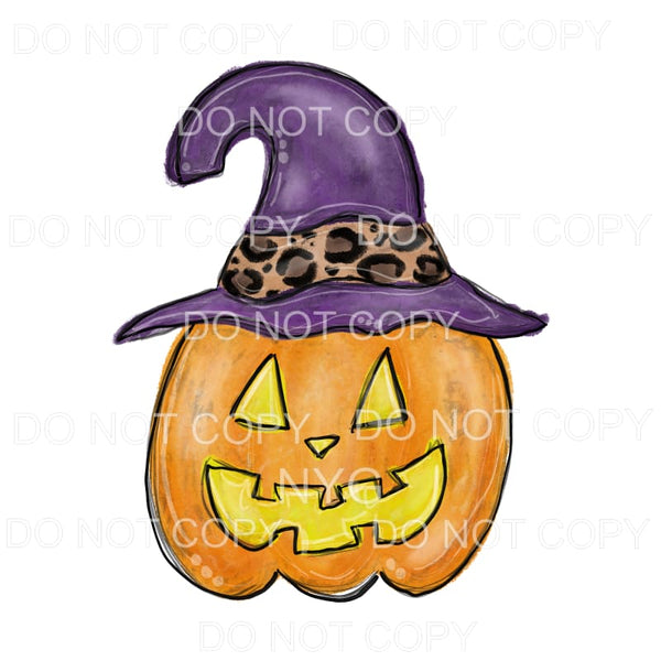 Jack O Lantern Purple Leopard Witch Hat #1323 Sublimation 