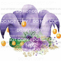 Jester Hat purple green band gold beads roses mardi gras Sublimation transfers Heat Transfer