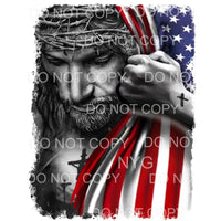 Jesus American Flag USA Crosses Distressed Edges #1078 