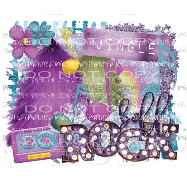 Jingle Bell Rock purple tree trio music notes Sublimation transfers Heat Transfer