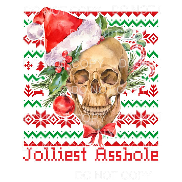 Jolliest Asshole Skull Santa Hat Christmas Pattern 