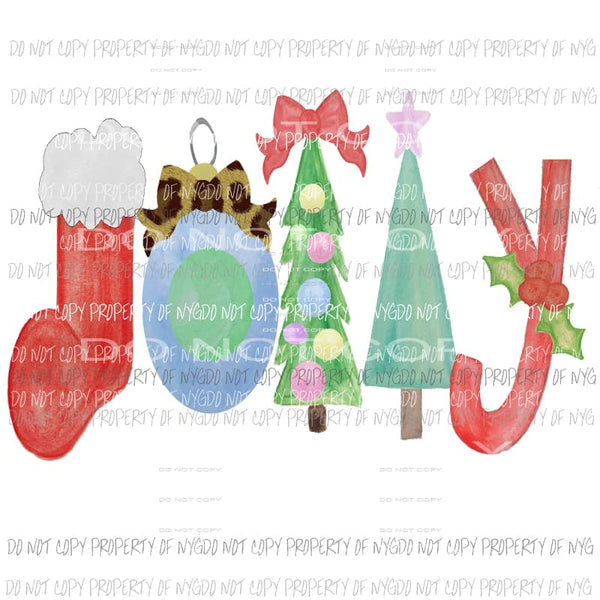 JOLLY watercolor Christmas Sublimation transfers Heat Transfer