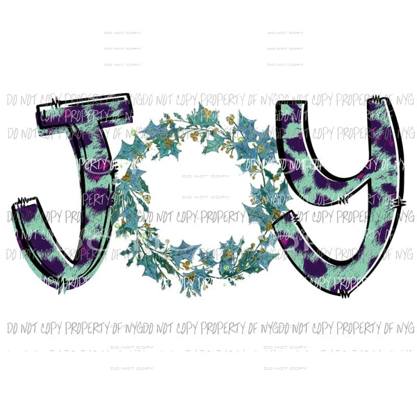 JOY # 2 purple teal leopard wreath Sublimation transfers Heat Transfer
