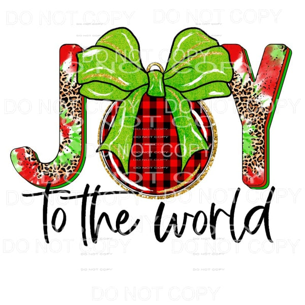 Joy To The World Red Green Tie Dye Leopard Plaid Ornament 