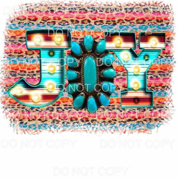 Joy Turquoise Gem Marquee Serape Leopard Background 