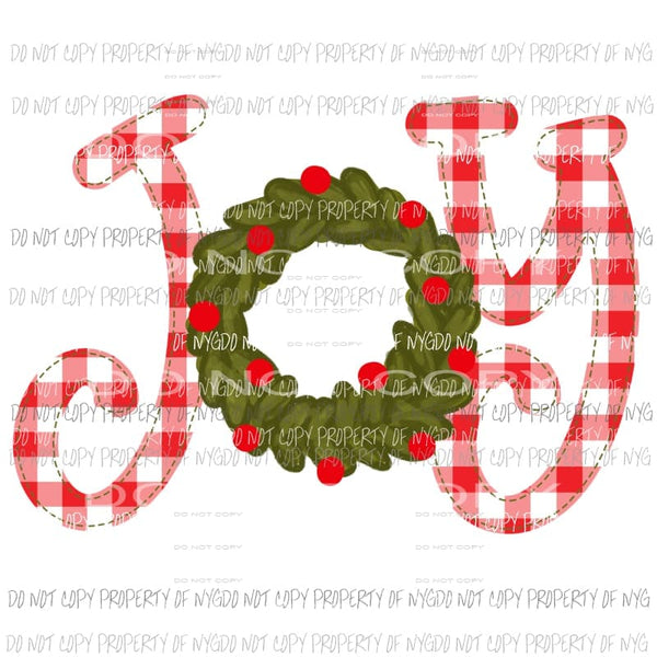 joy wreath red Sublimation transfers Heat Transfer