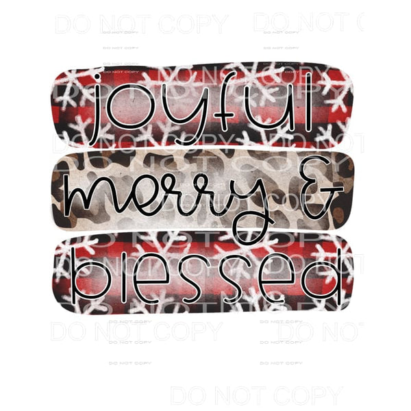 Joyful Merry & Blessed Red Buffalo Plaid Leopard Snowflackes