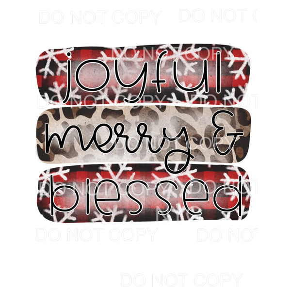 Joyful Merry & Blessed Red Buffalo Plaid Snowflakes Leopard 