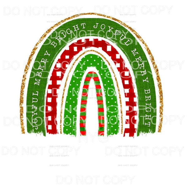 Joyful Merry Bright Christmas Rainbow Sublimation transfers 