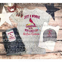 Just a woman Cardinals sublimation transfer Heat Transfer