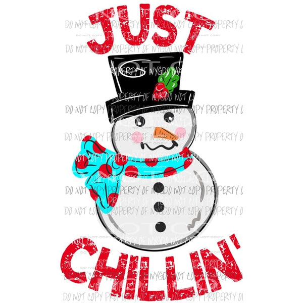 Just Chillin Snowman polka dot scarf Sublimation transfers Heat Transfer