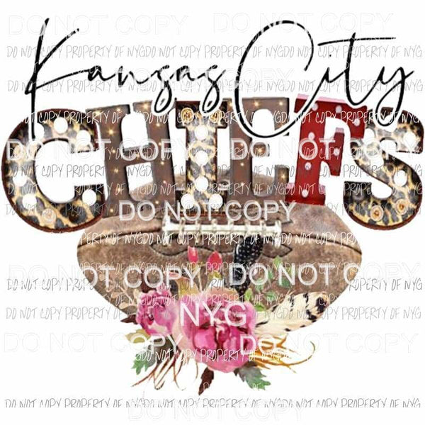 Kansas City Chiefs marquee football flowers Sublimation transfers Heat Transfer