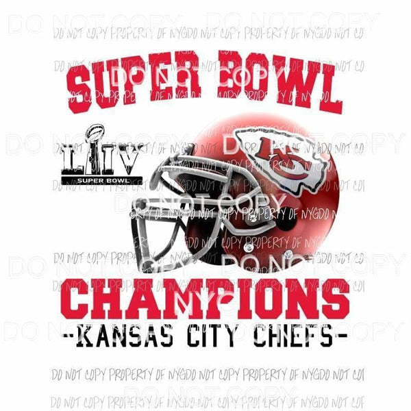 Kansas City Chiefs Superbowl Champions LIV Helmet Sublimation transfers Heat Transfer