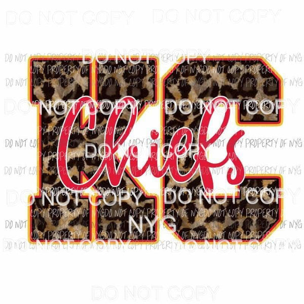 KC Chiefs leopard letters Kansas City Sublimation transfers Heat Transfer