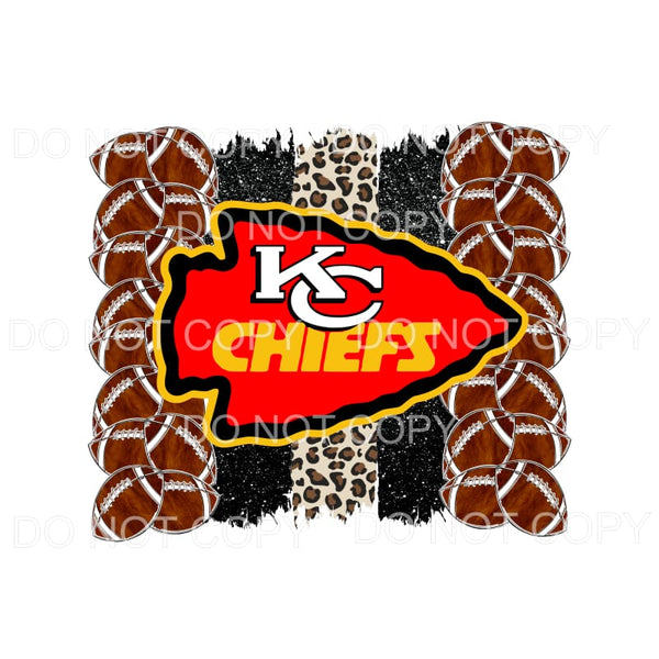 KC Chiefs Orange Yellow Arrowhead Footballs Black Glitter 
