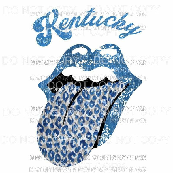 Kentucky Rolling Stones Lips #1 blue leopard Sublimation transfers Heat Transfer